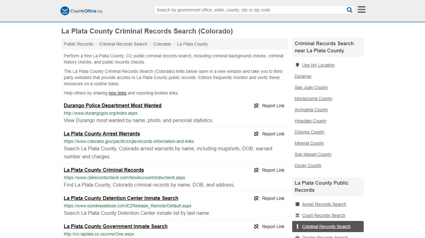 La Plata County Criminal Records Search (Colorado)